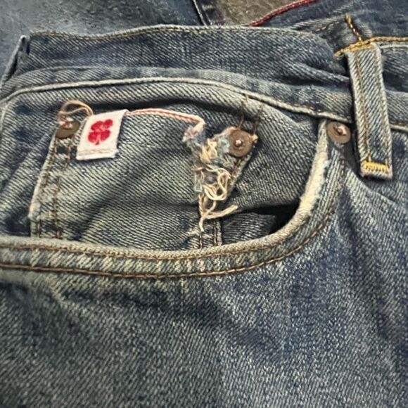 RARE SELVEDGE LUCKY BRAND VINTAGE CUFFED RED EDGE JEAN BACK CINCH USA MADE 33x32 - Picture 12 of 14